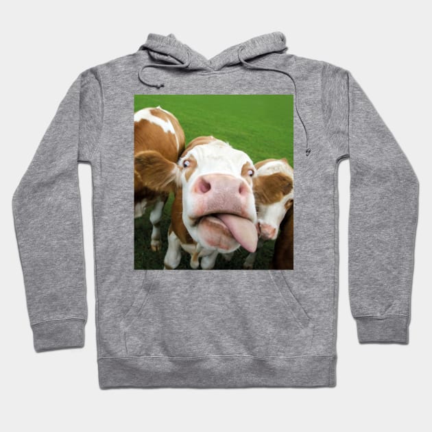 Funny Cow Tongue Smile Happy Gift Hoodie by Lisa L. R. Lyons